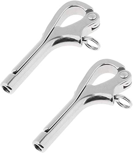 2pcs Pelican Hook Replacement with Quick Release Link, Snap Trigger Clip Buchkle Shackle, Stainless Steel, Marine Accessories