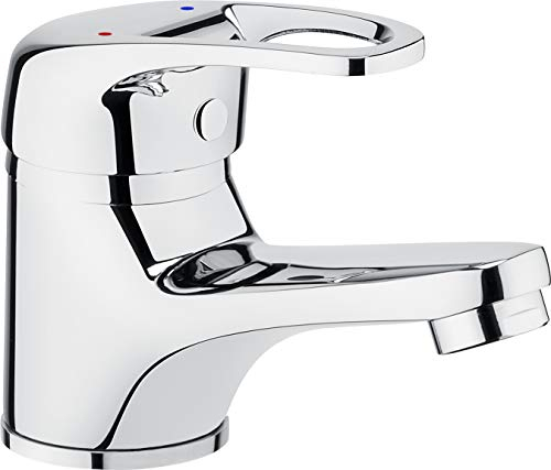 Cornat Waschtisch-Einhebelarmatur Tavira - Hochwertiger Messingkörper - verchromt - Mit Zug-Ablaufgarnitur / Hochdruck-Armatur / Wasserhahn fürs Bad / Waschbecken-Armatur / TAV1