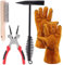 Glarks Lot de 5 outils de retrait de scories de soudure, comprenant un marteau de soudure de 25,4 cm avec poignée à ressort hélicoïdal, une brosse métallique et une pince à souder de 25,4 cm