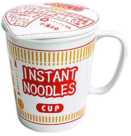 ZLSD Pasta Soup Bowls Salad Bowl With Lid, Cereal Mixing Bowls With Handle Korean Ceramic Instant Noodle Bowl Big Bowl of Oatmeal,Highstyle-Red