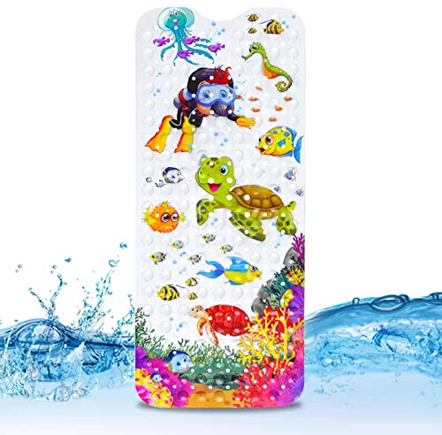 JOYBOY Tapis de Baignoire Antidérapant,100x 40cm Bebe de Dessin Animé, Anti Glisse avec 200 Ventouse Matériel de PVC, Parfait pour Enfants et Bébé