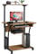 Yaheetech Mesa Escritorio con Ruedas Escritorio con Estanteria y Cajón Mesa de Ordenador Estrecho para Oficina con Bandeja de Teclado Marrón Rústico 80x50x132cm