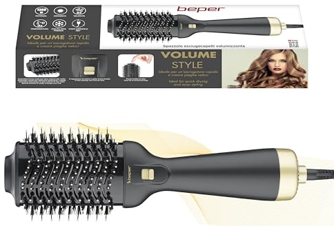 BEPER P301PIS100 Gebläsebürste, Heißluftbürste für schnelles Trocknen und Stylen, Negativ-Ionen-Anti-Frizz-Profi-Haartrocknerbürste, voluminös, 1300 W, 2 Geschwindigkeiten