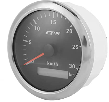 ABS + Edelstahl Geschwindigkeitsmesser für Boote, 85Mm Marine Auto GPS Geschwindigkeitsmesser Universal Geschwindigkeitsmesser 9-32 V mit 7 Farben Hintergrundbeleuchtung für Autoboot RV(Schwarz)