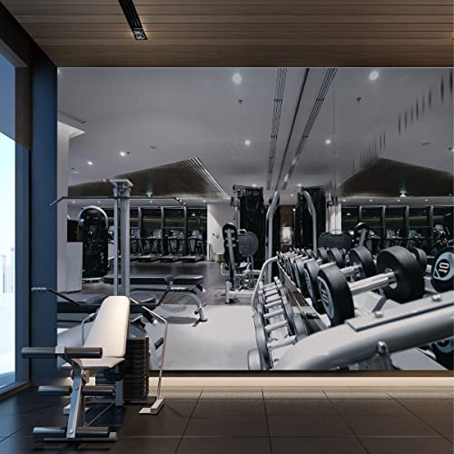 Wallepic Selbstklebende Fototapete Sport Fitnessstudio Training Holz Beton 368 x 254 Moderne Tapete XXL Stein Fitness 3D Wohnzimmer Schlafzimmer Büro Flur Wandtapete Br. 368 cm x Hö. 254 cm