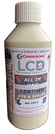 Carbusonic All in one Leather dye and sealant, Interior Leather Paint for Car Seats, Sofas, Arm Chairs, Shoes, Handbags & More. (Light Ivory, 500 ml)