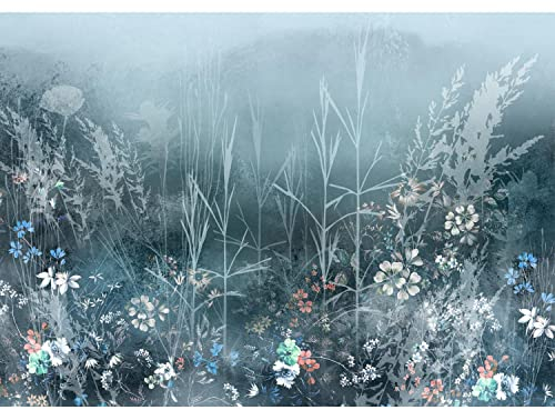 Runa Art Fototapete Blumenwiese 352 x 250 cm Vlies Tapeten XXL Moderne Wandtapete Wohnzimmer Schlafzimmer Blau 9562011b