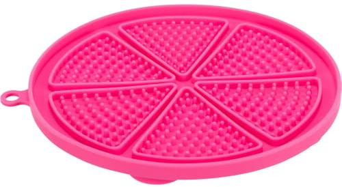 TRIXIE - Lick'n'Snack Pet Licking Tablecloth, Silicone Licking Tray, with Suction Cups, Diameter 18 cm, Pink, Dishwasher and Freezer Safe