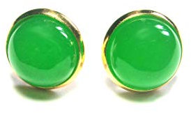 Ohrstecker Ohrringe Jade grün vergoldet, Edelstein, Naturstein