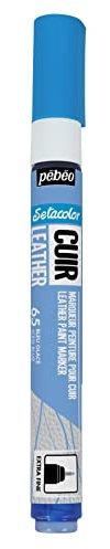 PEBEO - Peinture Cuir - Marqueur Acrylique pour Cuir et Similicuir – Setacolor Personnalisation Sac, Chaussure, Sneaker - Résistance rayures, pliures, frottements - Finition Mate/Satinée – Bleu Glace