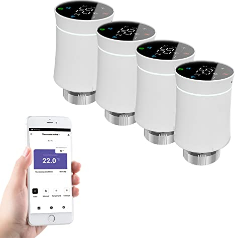 Qiumi Zigbee Smart Thermostatisches Heizkörperventil, unterstützt Fernbedienung per Smart Life App, Sprachsteuerung von Alexa googlehome