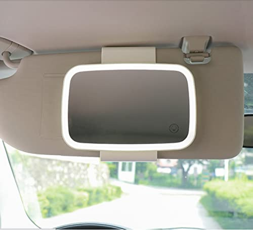 Riloer Auto Make-up-Spiegel Auto Sonnenblende Auto led Auto helle Touchscreen mit Höflichkeit Spiegel Sonnenblende Copilot - 18 x 12 cm - Weiß