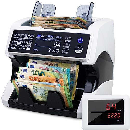 Jubula MV-500 Money Counting Machine That Value Counts Mixed banknotes | 11-Point Counterfeit Money Detector | Money Counter Machine | GBP EUR USD etc | Suitable for The New King Charles Notes