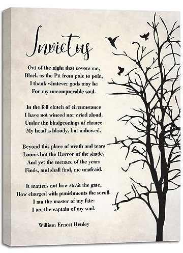 Invictus Gedicht Wandkunst • Invictus Gedicht Leinwanddruck Wanddekoration • Invictus I Am the Master of My Fate • Inspirierende Wandkunst • Berühmte Gedicht Wandkunst • Motivierende Poesie Zimmer