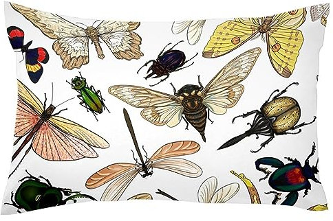 Schmetterlings- / Libellen-, Käfer-, Motten-, Insekten-Kissenbezüge, weicher Samt-Kissenbezug, Standardgröße, 50,8 x 66 cm (Einsätze nicht im Lieferumfang enthalten)