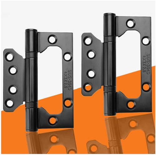 ANTEISI 4 Inch Black Door Hinges,Noiseless Door Hinge,Brushed Stainless Steel Hinges,Black Hinges for Interior Doors,Bifold Door Hardware Hinge,Swinging Door Hinge,Heavy Duty Hinges 2pcs