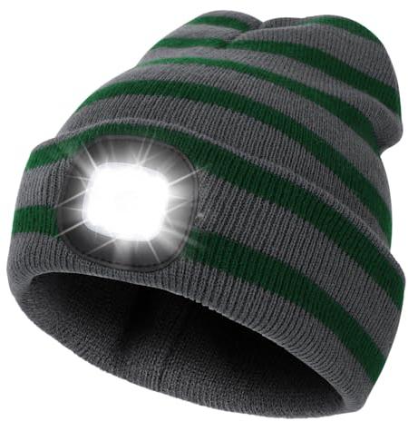 TAGVO LED Beleuchtete Mütze, Wiederaufladbare USB Laufmütze mit Licht Extrem Heller 4 LED Lampe, Mütze mit licht Herren Wintermütze led für Laufen Wandern Herren Damen, icht Männer Geschenke