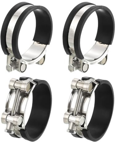 sourcing map 4Pcs T-Bolt Hose Clamp Working Range 64-67mm Rubber Cushioned Intake Intercooler Clamps Adjustable Tube Clamps for Tubes Pipes