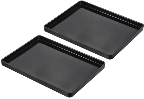 PATIKIL Vassoio per Fast Food 14x10, 2 Pz in Plastica Riutilizzabile, Multiuso, Rettangolare, Superficie Liscia per Ristoranti, Cucina Domestica, Colore Nero