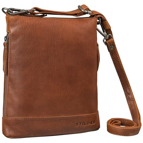 STILORD 'Koko' Handtasche Damen Weiches Leder Klein Umhängetasche Echtleder Hobo Bag Frauen Schultertasche Vintage Tasche mit Reißverschluss, Farbe:sila - braun