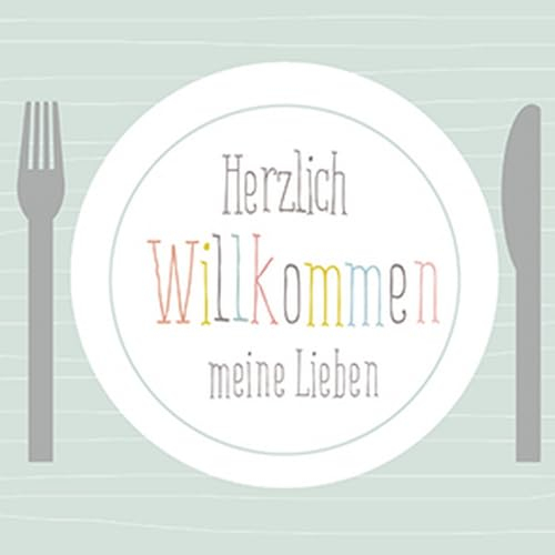 20 Servietten Sprüche Einladung zum Essen als Tischdeko. Papierservietten mit Motiv. Auch für Decoupage und Serviettentechnik 33x33cm