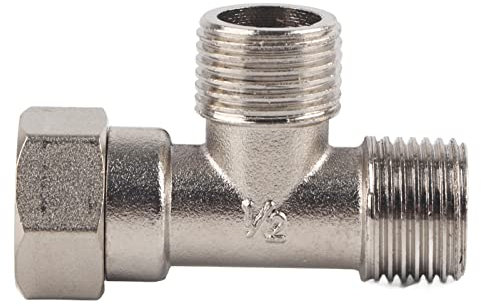 Adaptateur en T 3 voies, adaptateur en T de vanne d'arrêt d'angle, adaptateur en T de vanne 3 voies, connecteur en T à filetage mâle/femelle G1/2, adaptateur en T de joint de tuyau d'eau en acier inox