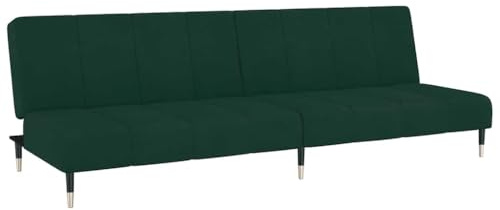 vidaXL Schlafsofa 2-Sitzer, Schlafcouch für Wohnzimmer Heimkino Büro, Gästebett mit Holzrahmen, Sofabett Tagesbett Couch Sofa Ausziehbar, Dunkelgrün Samt
