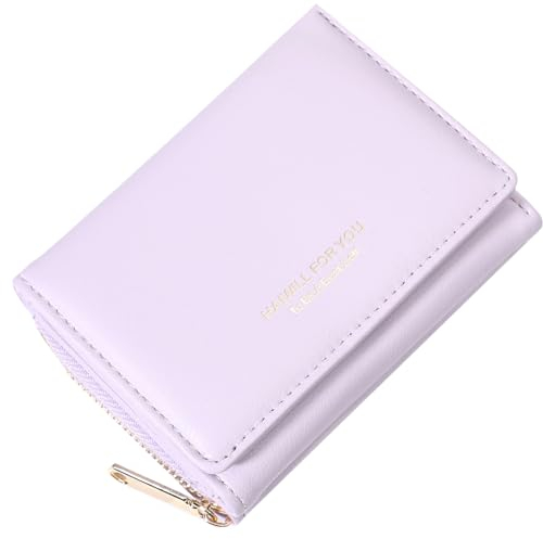 HAIWILL Geldbeutel Damen Klein PU Leder, Portmonee mit Münzfach und 7 Kartenfächern, Gross Kapazität Kleines Portemonnaie Viele Fächer (Lila 2)