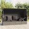 Homgoday Loungebett mit Dach und Kissen Gartensofa mit Liegefunktion Sofabett Sonnenliege Liegesofa Gartenliege Relaxliege Loungebett Gartenbett Gartenmöbel Grau Poly Rattan