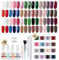 30 Farben Dipping Powder Nails Set, Dip Pulver Nagel Starter Kit Nude Brown Dip Nails Powder Acryl Nail Puder Glitzer mit Aktivator Basis-/Decklack für Nails Art Maniküre DIY Salon