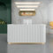 M2 Retail Morandi Reeded Rezeptionstisch für Schönheitssalon, Spa, Hautpflege, Klinikgeschäft, Rezeption, weiße Lackierung (Länge 1200 x 600 x 1000 mm)