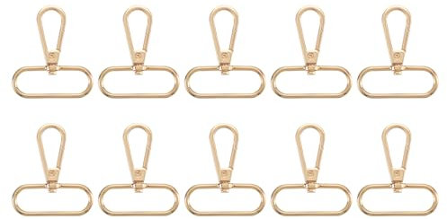QUARKZMAN 10 Stück Karabinerhaken mit Drehgelenk, 38mm Karabiner Schlüsselanhänger Ovale Ring Karabinerverschluss Metall Drucktor Schnapphaken für Herstellung Taschen Gürtel, Gold