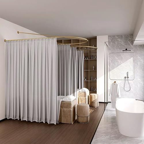 aweiyouxiang Tende divisorie per la Privacy, Bastone per Tende divisorio per pareti, Aste di Supporto in Ferro battuto con Tende traslucide, per camerino Salone di Bellezza,Grigio,100cm