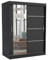 Brent - Kleiderschrank mit Spiegel 160cm Breit Windsor Tomy I Schlafzimmerschrank mit 2 Kleiderstänger und Einlegeböden für Kleidung I Kleiderschrank Schwarz