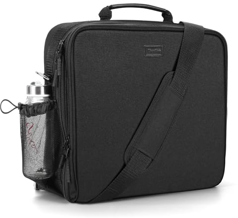 Messliee Reißverschluss-Ordner, 7,6 cm (3 Zoll) D-Ringbuch mit Wasserflaschenhalter, 700 Blatt Kapazität, mehrere Taschen, mit Tragegriff und Schultergurt, passend für 13-Zoll-Tablet-/Laptop-Geräte