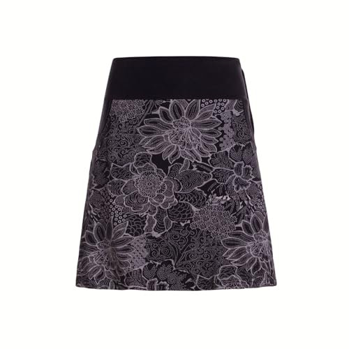 Vishes kurzer Damenrock mit Blumen-Spitze in schwarz I Größe S (34-36) I Handgefertigt aus 100% Baumwolle I Rock mit Taschen I Für warme & kalte Monate I Nachhaltige Alternative Bekleidung
