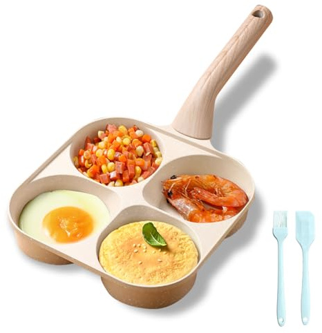 Kundita 4-Cup Egg Frying Pan, Nonstick Granite-Coated Omelette Pan with Upgraded Handle, Breakfast Skillet for Gas Stoves, Electric Stoves and Induction Cooktops