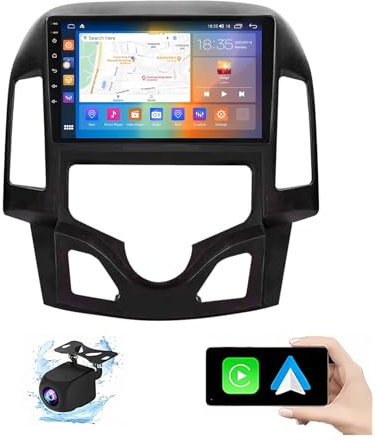 HYNMSM Doble DIN Android 13 Radio estéreo para automóvil 10 Pantalla táctil para Hyun-dai i30 2007-2012 con Carplay, navegación GPS, cámara de Respaldo AHD Controles en el Volante Radio FM/Bluetooth/