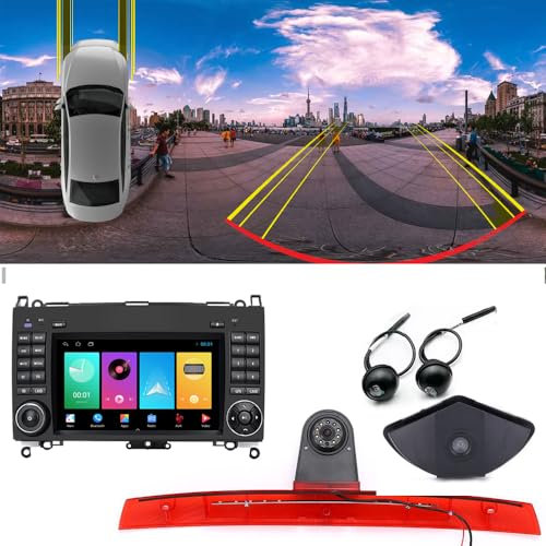 Radio Coche HD 7 Pulgadas Carplay/Android Navegación GPS+ Vista aérea 360° Asistencia estacionamiento Cámara luz Freno para Mercedes-Benz Viano W639 3.0 3.2 3.5/Mixto Kasten W639 109 110 111 113 115