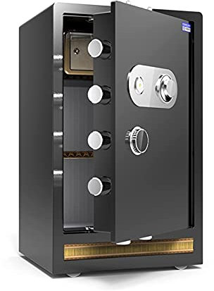 ISCBAFYX Tresor, feuerfest, wasserdicht, Tresor, Sicherheitstresor, Schranktresor, Tresor, robuster Stahltresor, feuerfest, wasserdicht (schwarz, 80 x 45 x 38 cm) (schwarz, 80 x 45 x 38 cm)