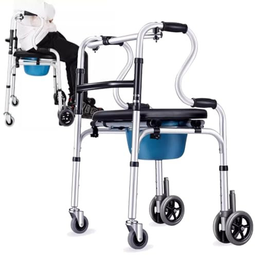 vanenferse Sedia Doccia Comoda Sedia da Toilette, Sedia da Doccia Sedia a Rotelle, Sgabello Doccia Mobile Pieghevole per WC, Sedia da Comoda Regolabile in Altezza per Anziani Incinte