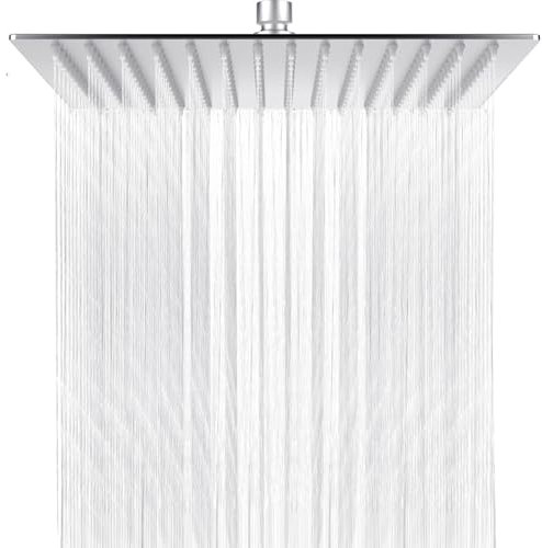 Bubuny Soffione Doccia 8 Pollici, Soffione Doccia Anticalcare a Pioggia in Acciaio Inox 304 Regolabile, Piazza, Testa con Effetto Specchio Lucido per Parete Soffitto, Soffione Doccia da Incasso 20cm