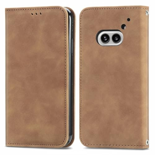 Cracedily Cover per Nothing Phone 2A Case, Custodia Cover Pelle Premium Portafoglio con Porta Carte Magnetica Supporto Protezione Flip Case Custodia per Nothing Phone 2A Plus, Caffè