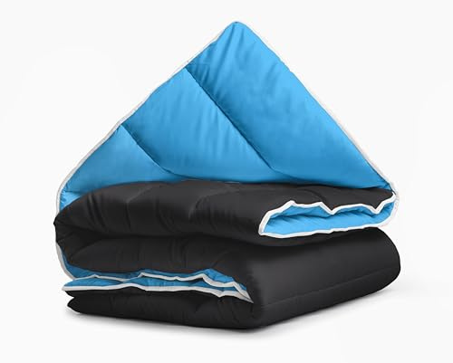 Sleeptime Bettdecke - Blau/Schwarz - 200 x 200 - Waschbare Bettdecke - Mit Kissenbezug - 4 Jahreszeiten