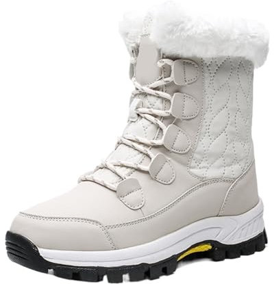JTKSSCS Damen Winterschuhe Winter Frauen Outdoor Snowboard Schuhe Stiefeletten Schnee Warm Dicken Plüsch Schnee Stiefel Wasserdicht Nicht-Slip Dame Hohe Stiefel Schnee Stiefel(White,Color-32)