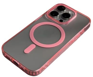DENUVI Coque translucide Mate pour iPhone 15 14 Plus 13 12 11 Pro Max Charge magnétique sans Fil Coque arrière Rigide Transparente, Rose, pour iPhone 13 Pro