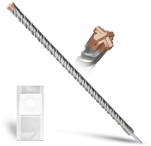 METOTY SDS Plus Drill Bit 25 mm x 600 mm, with 4 Carbide Cutting Edges, Head with Coating, Masonry Drill, Hammer Drill, Concrete Drill, for Stone, Concrete, Natural Stone, Brick Wall
