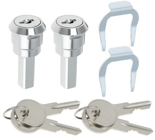Briny River 2 PCs Stainless Steel Toolbox Lock with Fastening Tab and Keys for Steel & Tin Cabinets