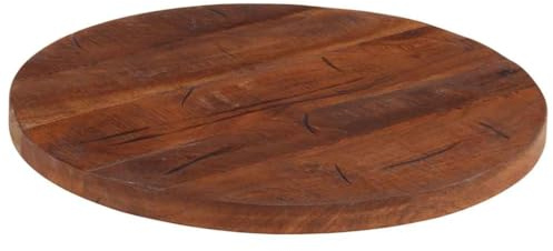 Bucmath Runde Tischplatte Ø 40x2,5 cm, Massives Altholz, recyceltes Teakholz, Mangoholz, Kiefer, Buche, vielseitig für Esstisch, Schreibtisch und Bürotisch, rustikales Möbelstück