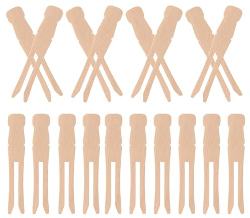 KICHOUSE Pinzas de Madera Natural para Ropa 200 Unidades, Sujetadores Resistentes sin Muelle, Tamaño Mediano, para Lavandería, Manualidades y Decoración Ecológica en Hogar y